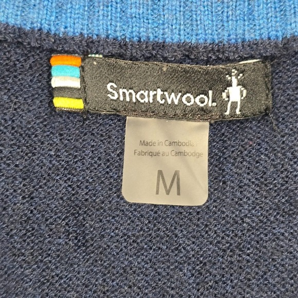Smartwool Sweater Mens Medium Blue Sparwood V-Neck Long Sleeve Stretch - Picture 4 of 11